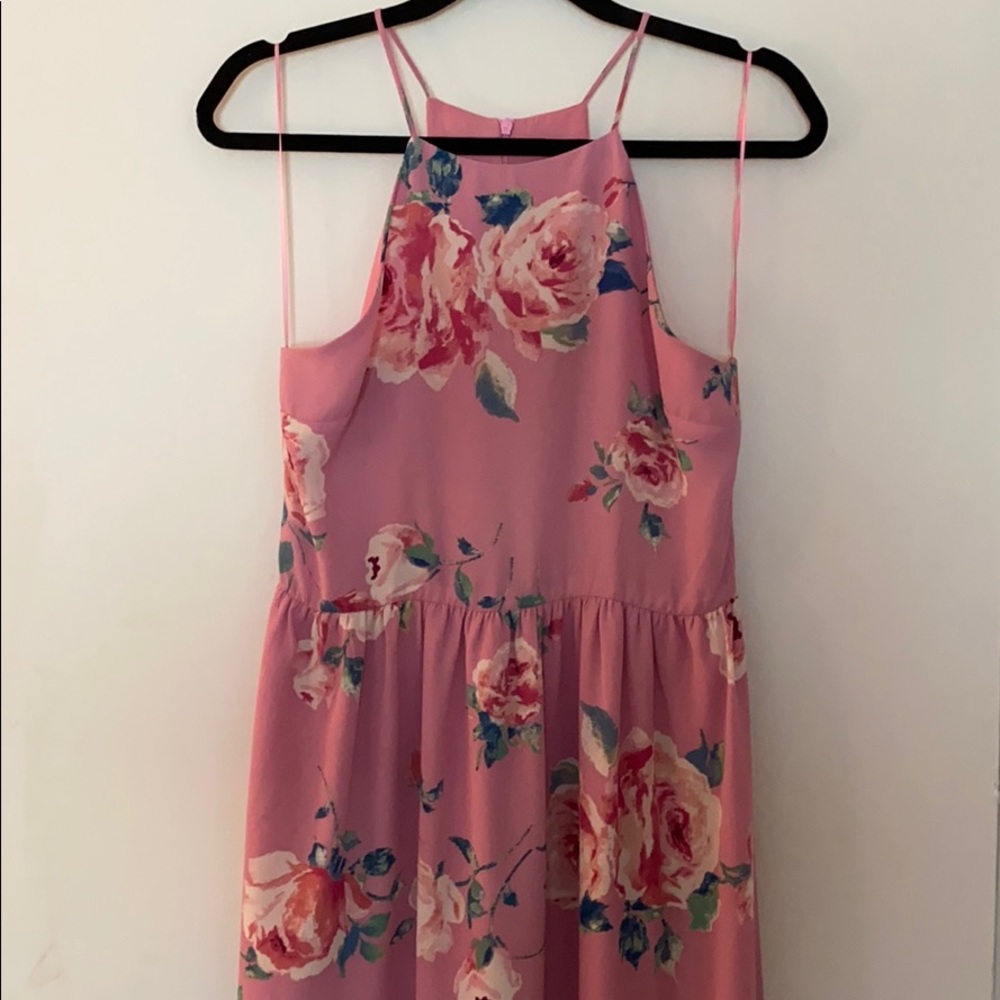 Pink floral maxi dress